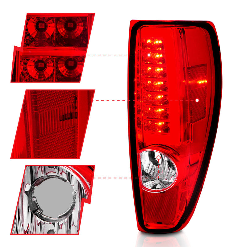 Load image into Gallery viewer, ANZO 2004-2012 Chevrolet Colorado/ GMC Canyon LED Tail Lights w/ Light Bar Chrome Housing Red/Clear
