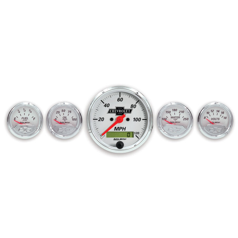 Load image into Gallery viewer, Autometer Arctic White GM 5 Pc Kit Box w/ Elec Speedo, Elec Oil Press, Water Temp, Volt, Fuel Level
