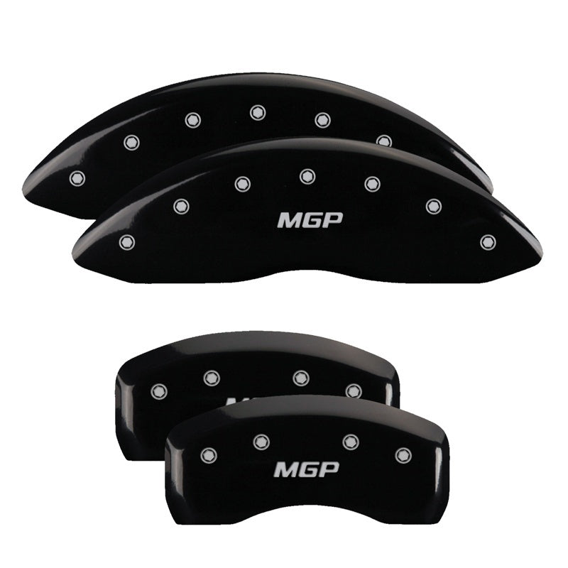 Load image into Gallery viewer, MGP 4 Caliper Covers Engraved Front &amp; Rear MGP Black finish silver ch
