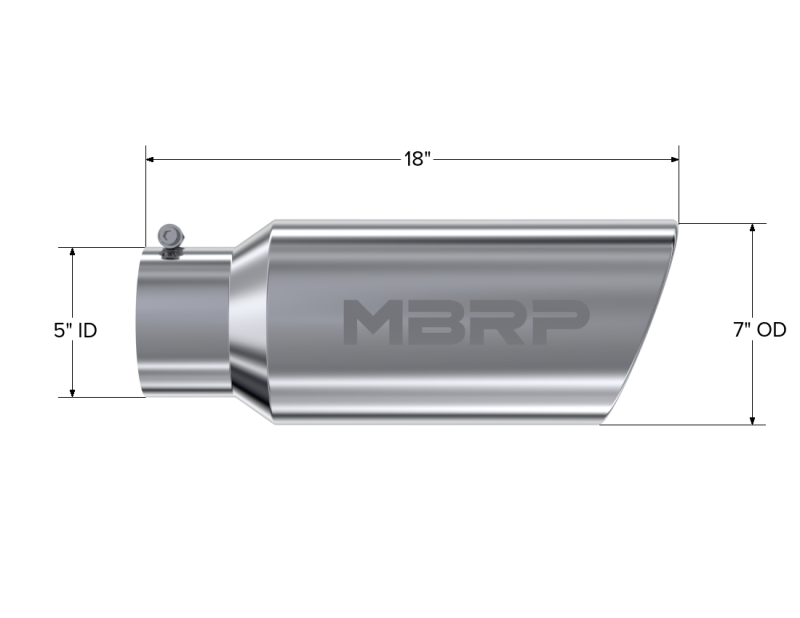 Load image into Gallery viewer, MBRP Universal Tip 7in O.D. Rolled End 5in inlet 18in length - T304 (SINGLE TIP)

