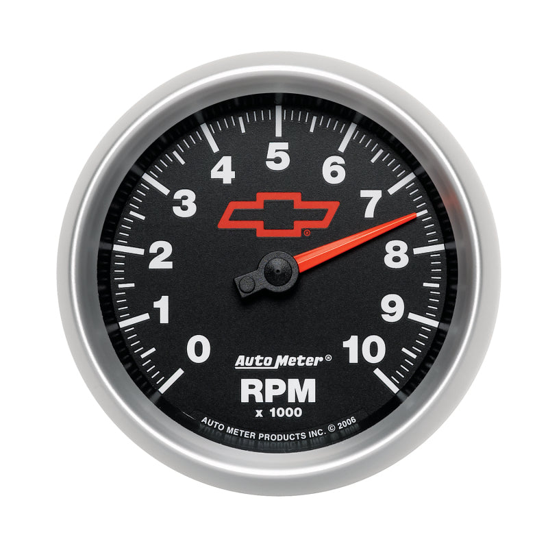 Load image into Gallery viewer, AutoMeter Gauge Tachometer 3-3/8in. 10K RPM In-Dash Chevy Red Bowtie Black
