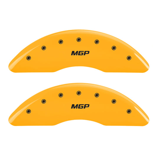 MGP 4 Caliper Covers Engraved Front & Rear GMC Yellow finish black ch