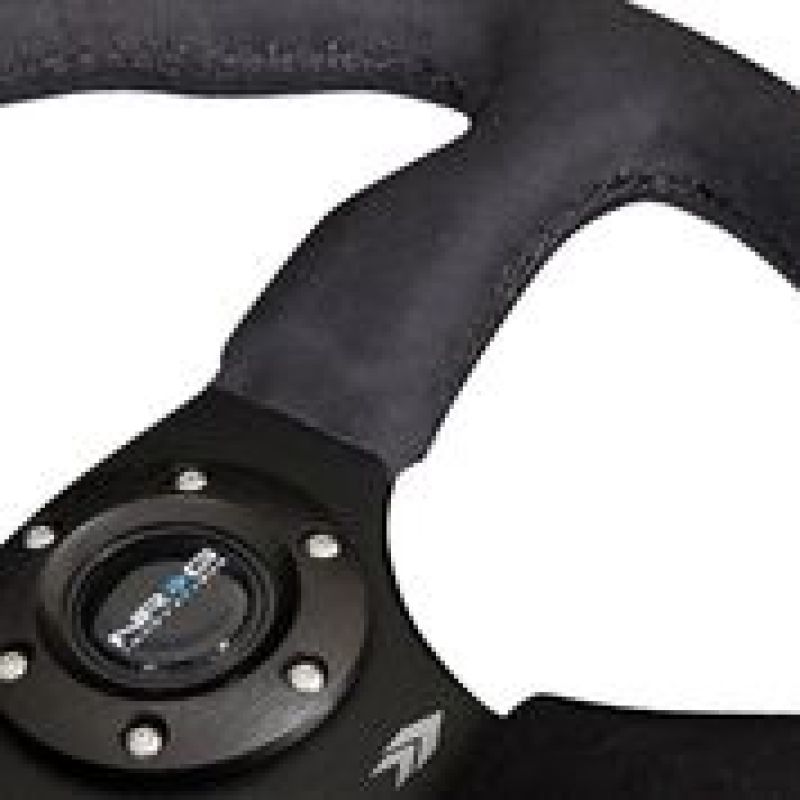 Load image into Gallery viewer, NRG Reinforced Steering Wheel (350mm / 2.5in. Deep)Blk Alcantara Comfort Grip w/4mm Matte Blk Spokes
