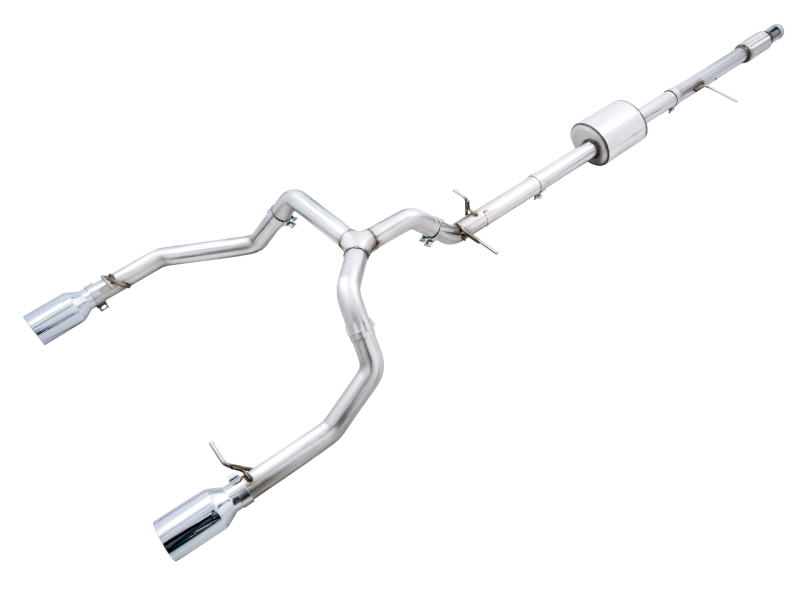 Load image into Gallery viewer, AWE Tuning 4th Gen GM 1500 5.3L 0FG Cat-Back Split Rear Exit (Flat Bumper) - Quad Chrome Tips
