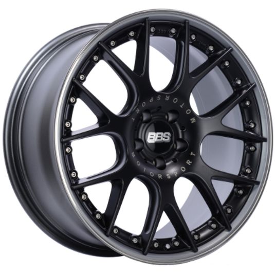 BBS CH-RII 22x10.5 5x120 ET30 Satin Black Center Platinum Lip SS Rim Prot Wheel -82mm PFS Req