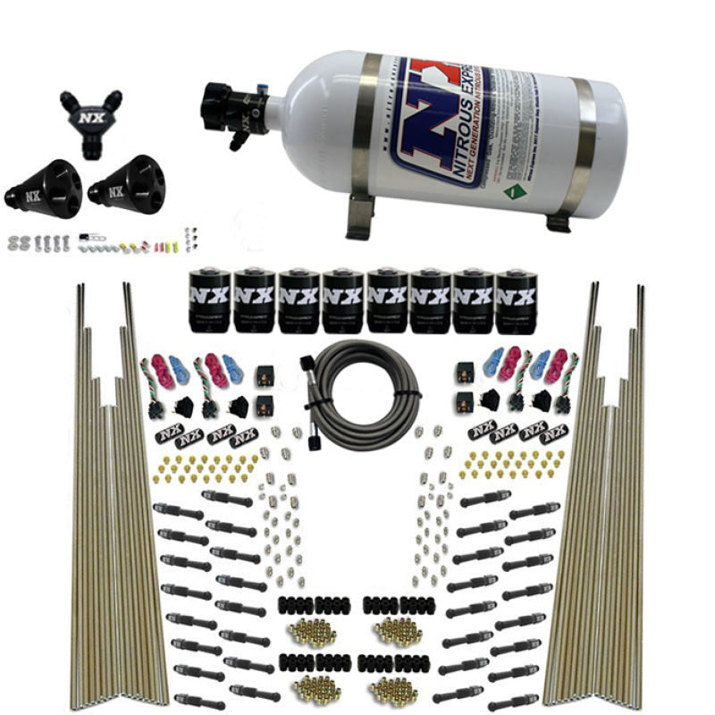 Load image into Gallery viewer, Nitrous Express 8 Cyl Dry Direct Port Four Stage 8 Solenoids Nitrous Kit (200-600HP) w/10lb Bottle
