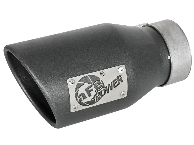 Load image into Gallery viewer, aFe MACH Force-Xp 3in 304 SS Metallic Black Exhaust Tip 3in In x 4-1/2in Out x 9in L Bolt-On Left
