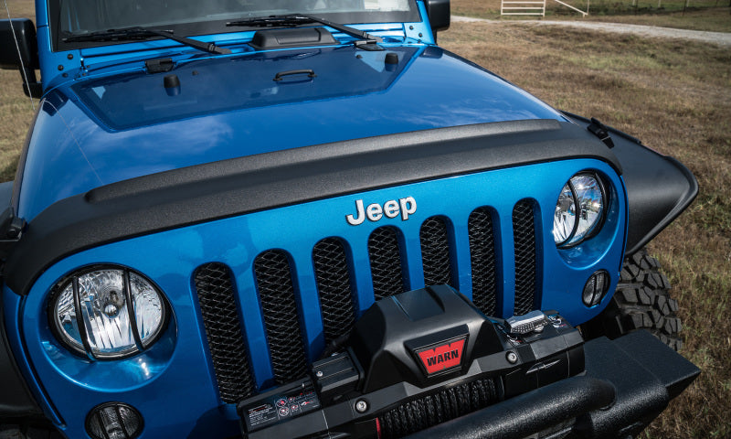 Load image into Gallery viewer, AVS 07-18 Jeep Wrangler (JK) Aeroskin II Textured Low Profile Hood Shield - Black
