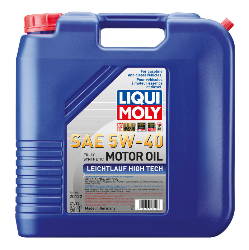 Load image into Gallery viewer, LIQUI MOLY 20L Leichtlauf (Low Friction) High Tech Motor Oil SAE 5W40
