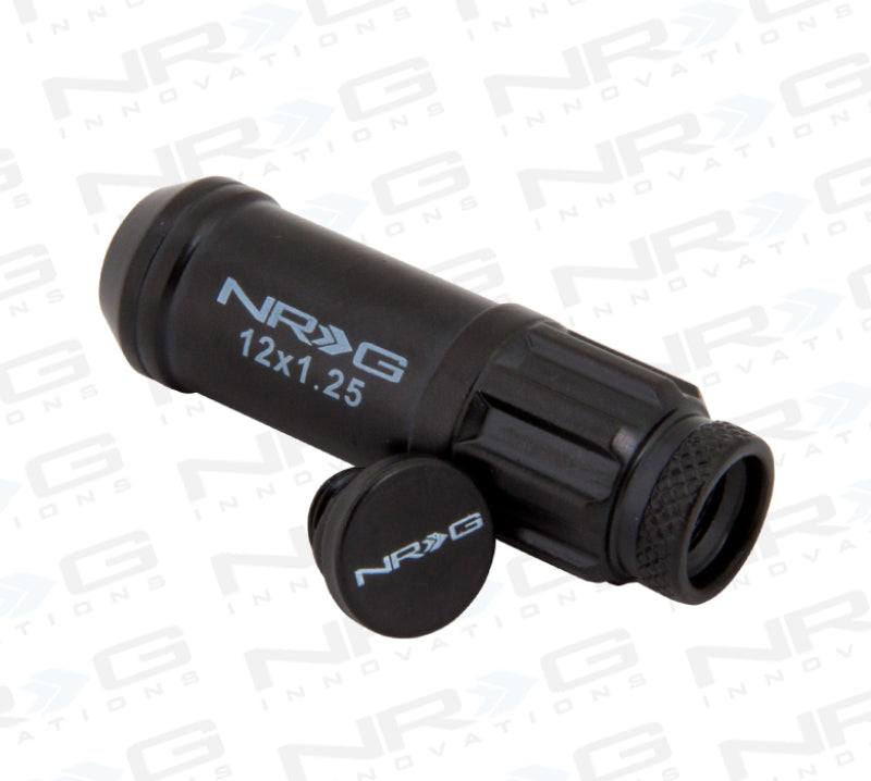 Load image into Gallery viewer, NRG 700 Series M12 X 1.25 Steel Lug Nut w/Dust Cap Cover Set 21 Pc w/Locks &amp; Lock Socket - Black
