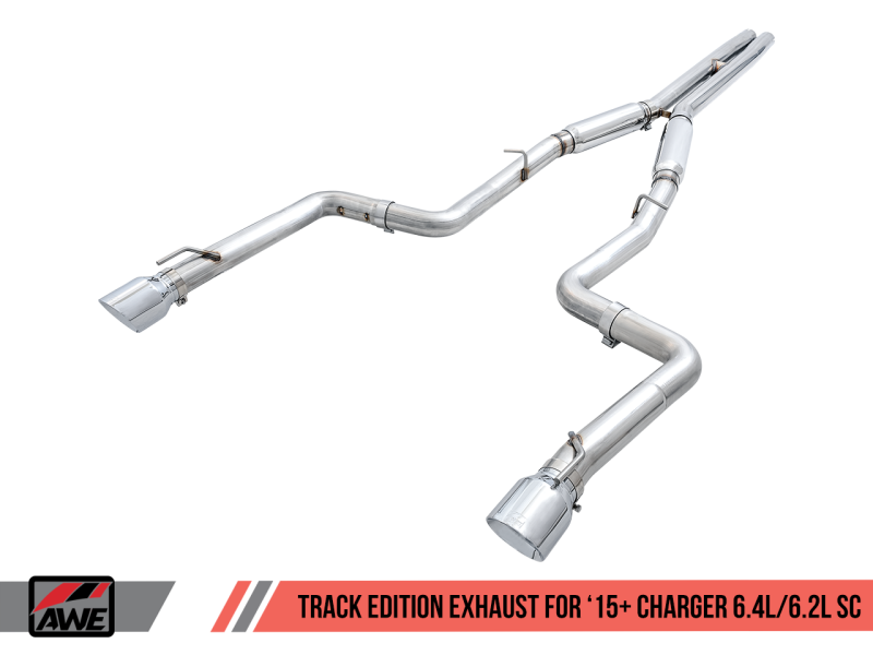 Load image into Gallery viewer, AWE Tuning 2015+ Dodge Charger 6.4L/6.2L Supercharged Track Edition Exhaust - Chrome Silver Tips
