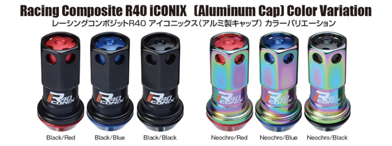 Load image into Gallery viewer, Project Kics 12x1.50 R40 Iconix Lock &amp; Lug Nuts - Neo Chrome w/Black Seat w/o Cap (16+4 Locks)
