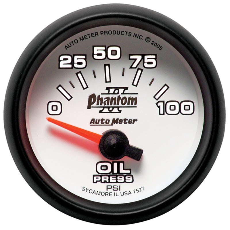Load image into Gallery viewer, Autometer Phantom II 52mm Short Sweep Electronic 0-100psi Oil Pressure Gauge
