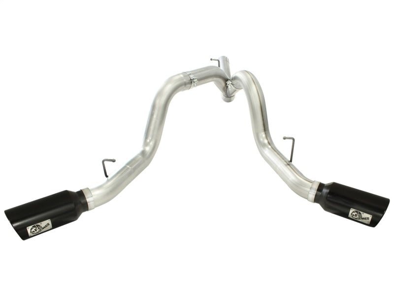 Load image into Gallery viewer, aFe MachForce XP Exhaust 4inch DP-Back All SS 2011-14 GM Diesel Trucks V8-6.6L LML Black Tips
