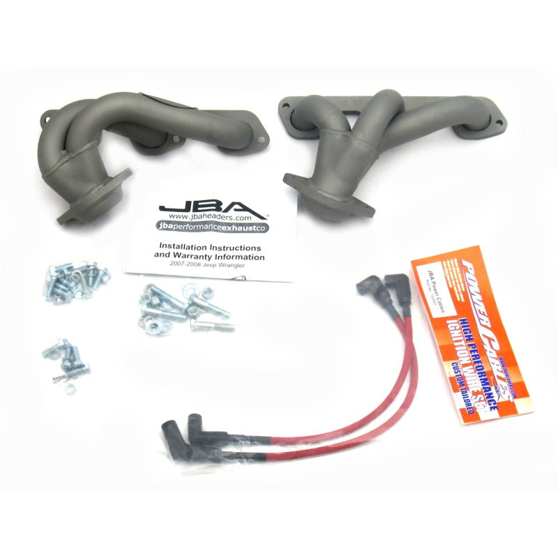 Load image into Gallery viewer, JBA 07-11 Jeep 3.8L V6 1-1/2in Primary Ti Ctd Cat4Ward Header

