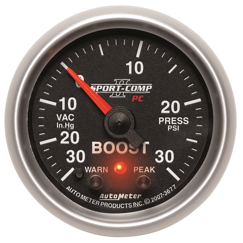 Load image into Gallery viewer, Autometer Sport-Comp II 52mm 30 IN HG / 30 PSI Electronic Boost/Vacuum Gauge
