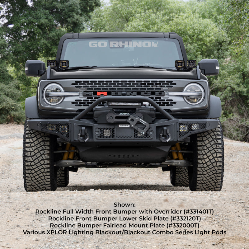 Load image into Gallery viewer, Go Rhino 21-24 Ford Bronco (2 and 4 Door) Rockline Full Width Bumper w/ Overrider Bar
