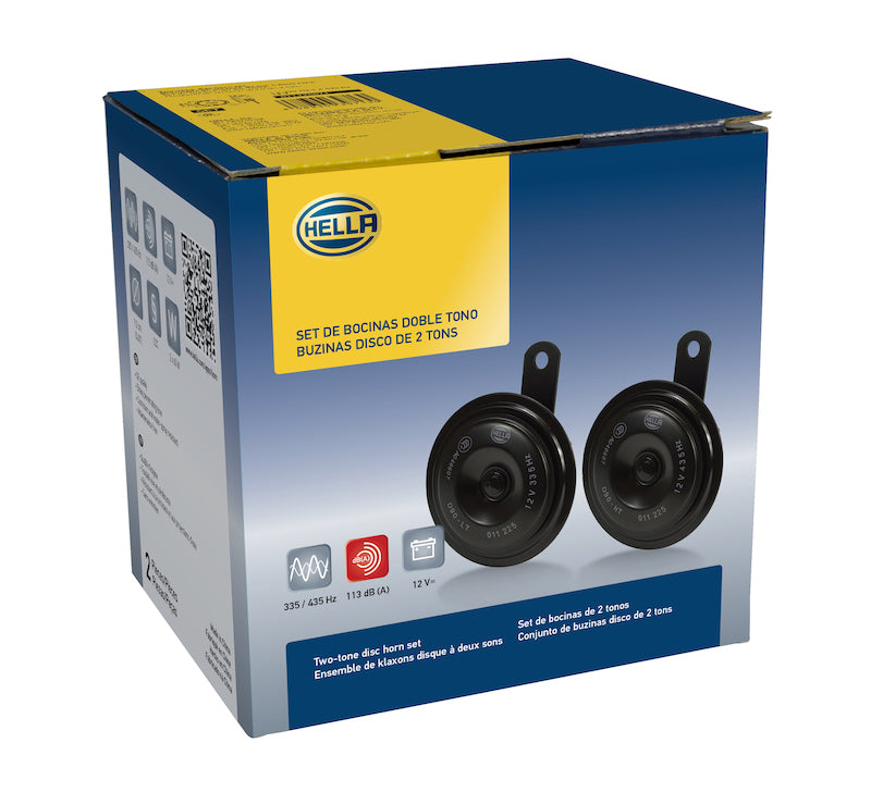 Load image into Gallery viewer, Hella Horn Kit Bx Blk Disc 92Mm 12V Univ
