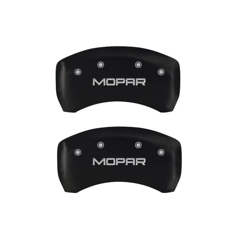 Load image into Gallery viewer, MGP 4 Caliper Covers Engraved Front &amp; Rear MOPAR Red finish silver ch
