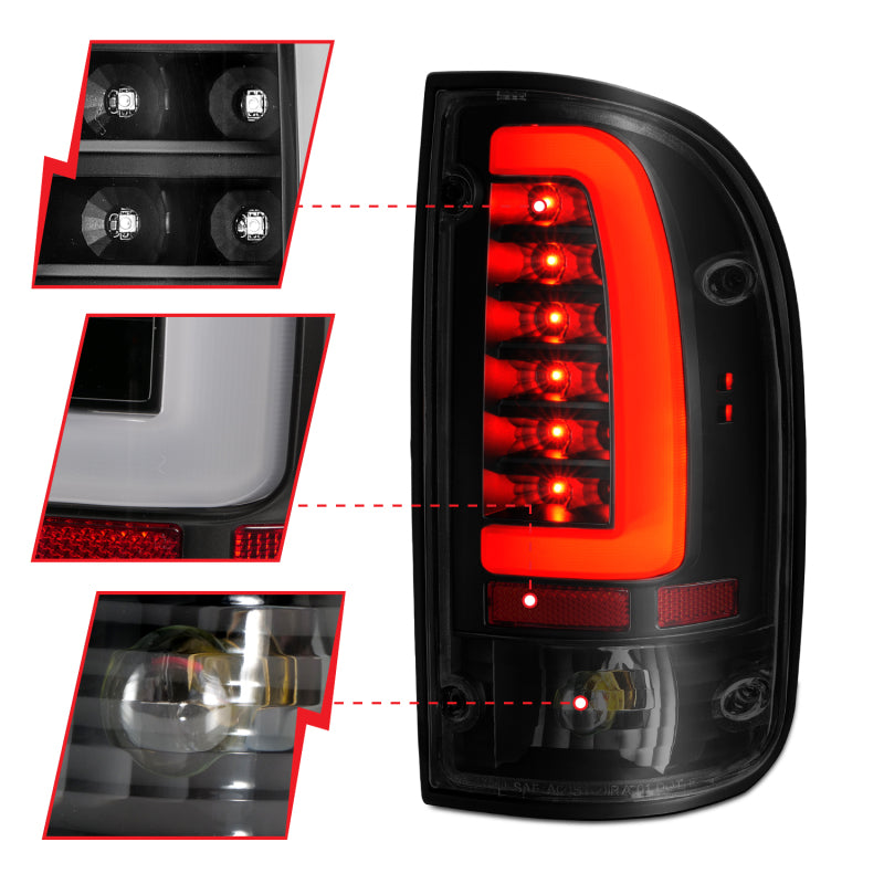 Load image into Gallery viewer, ANZO 1995-2000 Toyota Tacoma LED Taillights Black Housing Smoke Lens (Pair)
