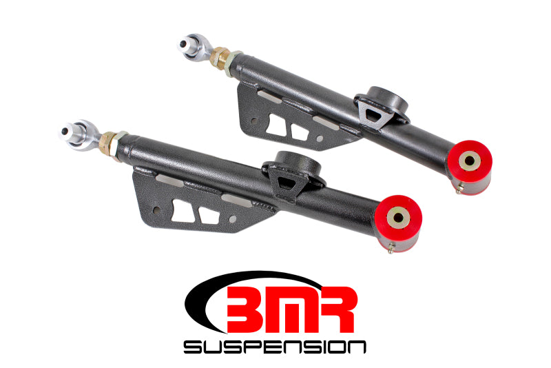 Load image into Gallery viewer, BMR 79-98 Fox Mustang On-Car Adj. Lower Control Arms Poly / Rod End Combo - Black Hammertone
