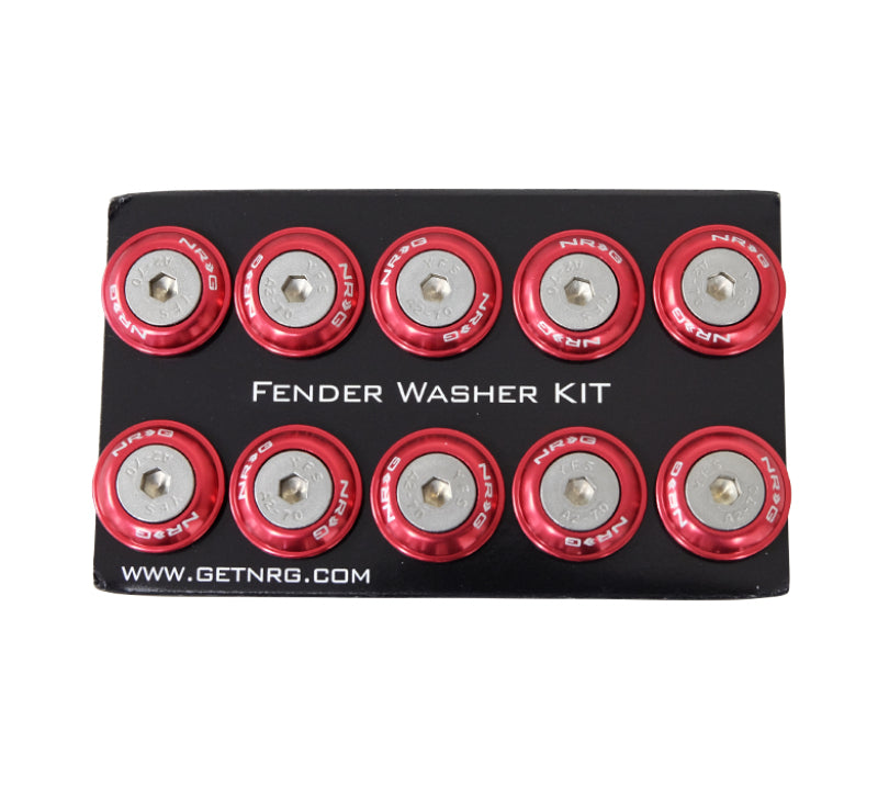 Load image into Gallery viewer, NRG Fender Washer Kit w/Rivets For Plastic (Red) - Set of 10
