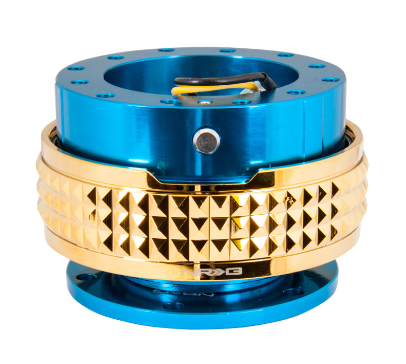 Load image into Gallery viewer, NRG Quick Release Kit - Pyramid Edition - Blue Body / Chrome Gold Pyramid Ring
