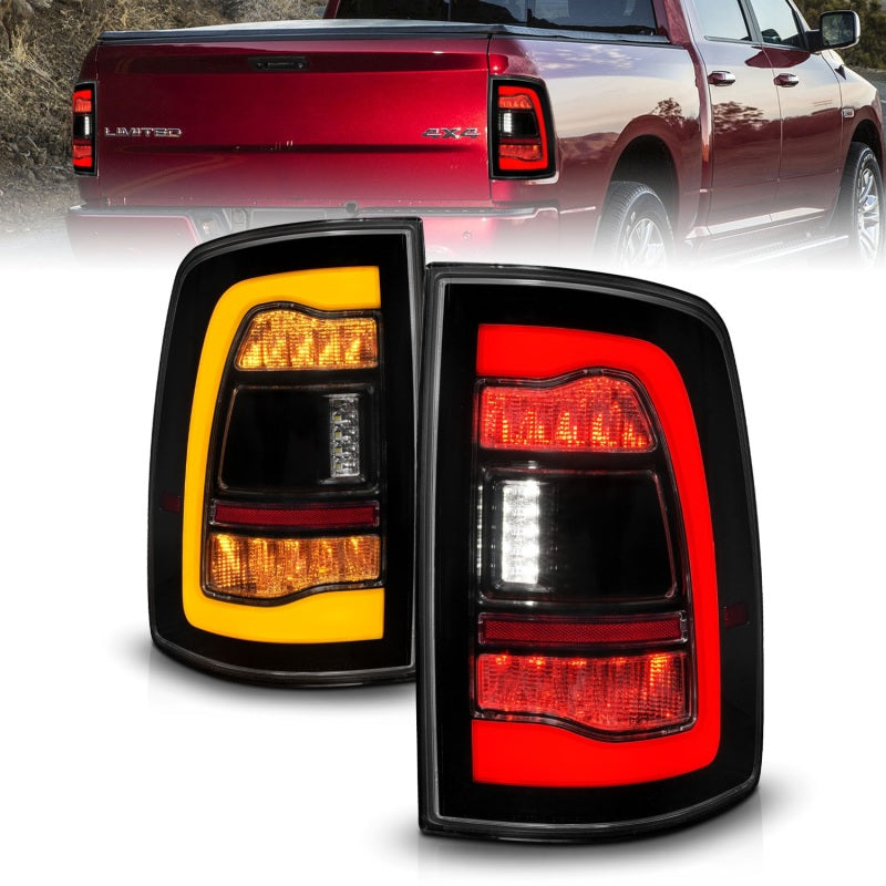 Load image into Gallery viewer, ANZO 09-18 Dodge Ram 1500 Sequential LED Taillights Smoke Black w/Switchback Amber Signal
