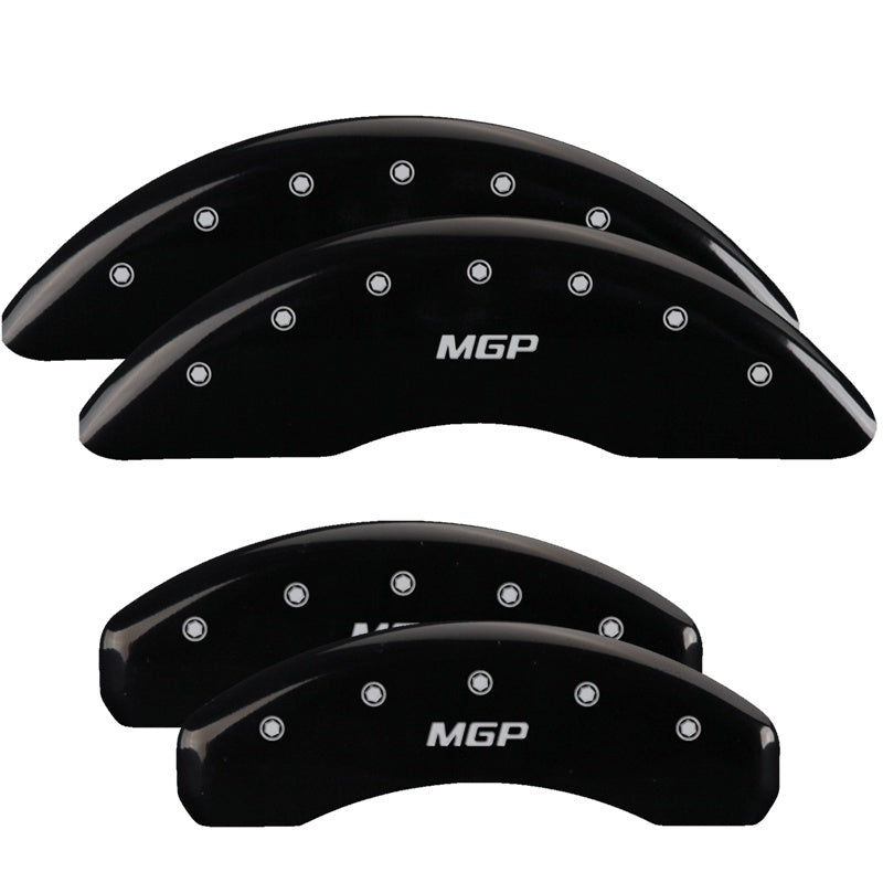 Load image into Gallery viewer, MGP 4 Caliper Covers Engraved Front &amp; Rear Oval logo/Ford Black finish silver ch
