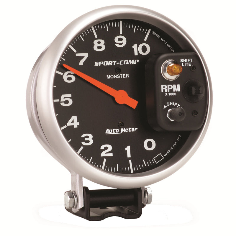 Load image into Gallery viewer, Autometer Sport-Comp 5 inch 10,000 RPM Pedestal Mount Tachometer (Shift-Lite on Control Shield)
