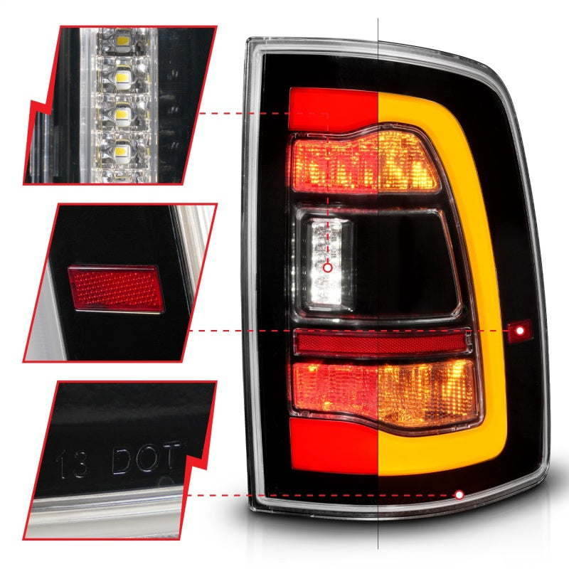 Load image into Gallery viewer, ANZO 09-18 Dodge Ram 1500 Sequential LED Taillights Black w/Switchback Amber Signal
