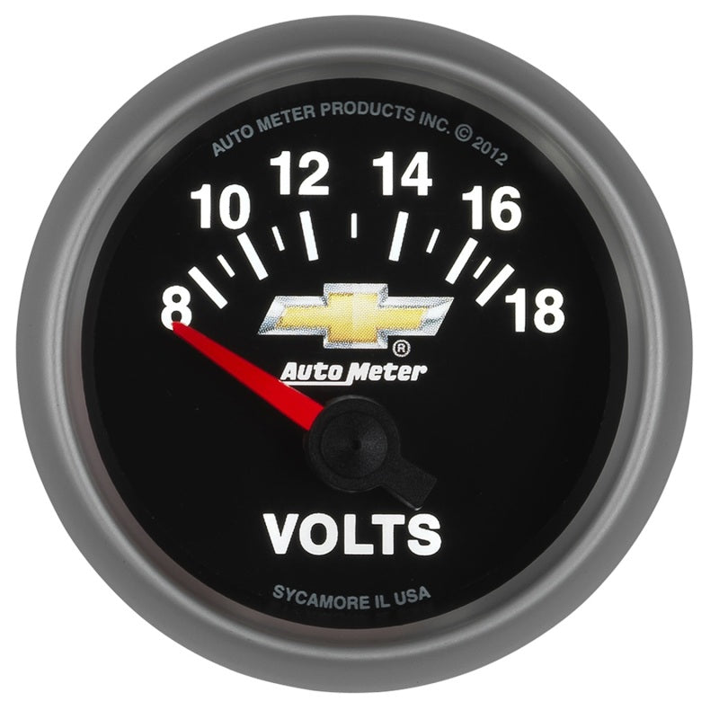 Load image into Gallery viewer, AutoMeter Gauge Voltmeter 2-1/16in. 18V Electric Chevy Gold Bowtie

