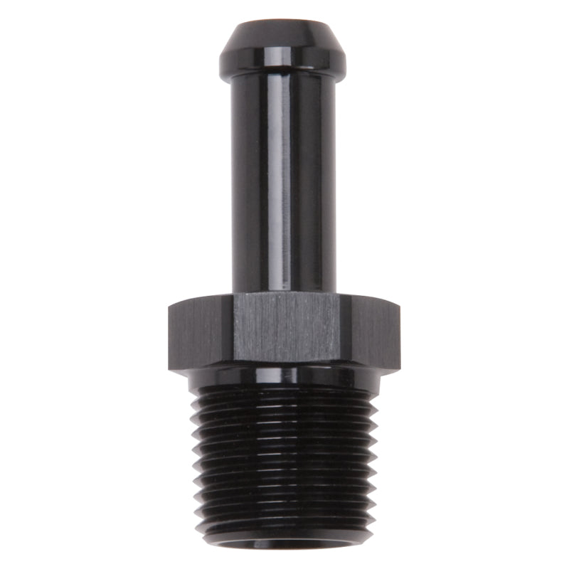 Load image into Gallery viewer, Edelbrock Hose End Straight 3/8In NPT to 3/8In Barb Black Anodize
