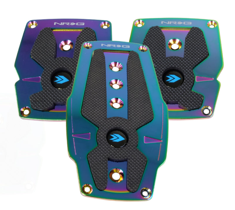 Load image into Gallery viewer, NRG Aluminum Sport Pedal M/T - Neochrome w/Black Rubber Inserts
