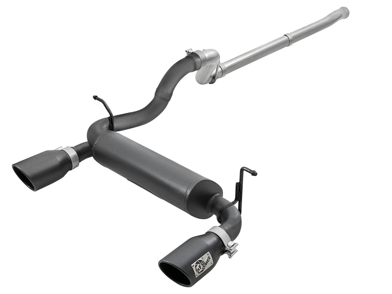 Load image into Gallery viewer, aFe Rebel Series 2.5in 409 SS Cat-Back Exhaust w/ Black Tips 18-19 Jeep Wrangler (JL) V6 3.6L
