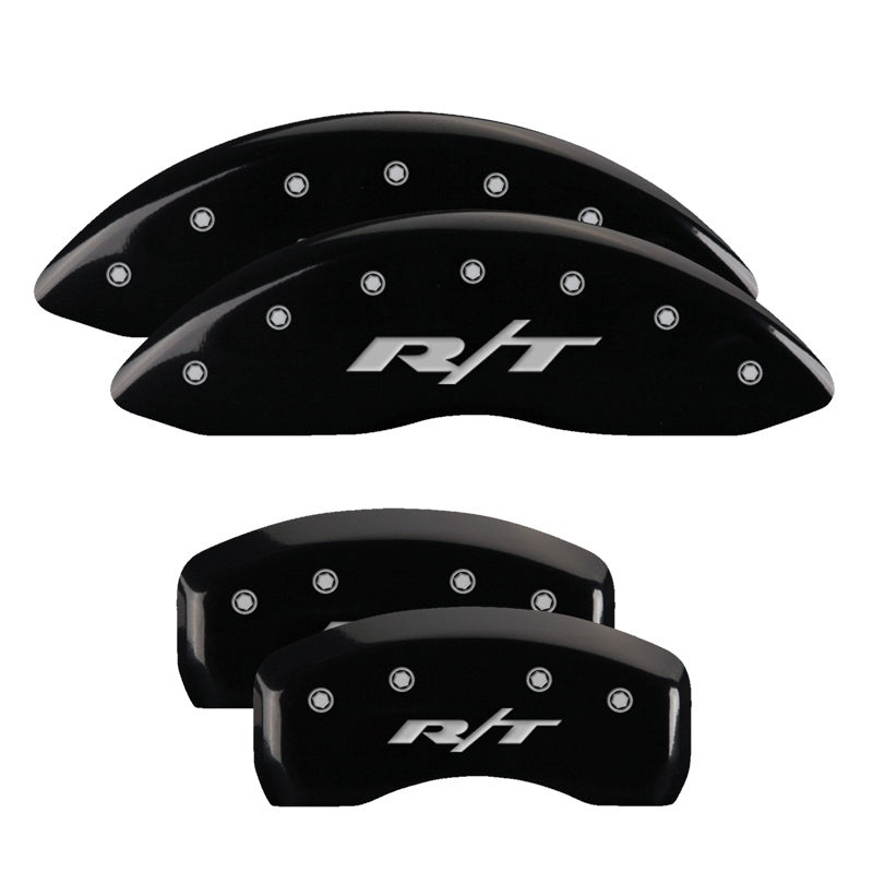 Load image into Gallery viewer, MGP 4 Caliper Covers Engraved Front C5/Corvette Engraved Rear C5/Z06 Black finish silver ch
