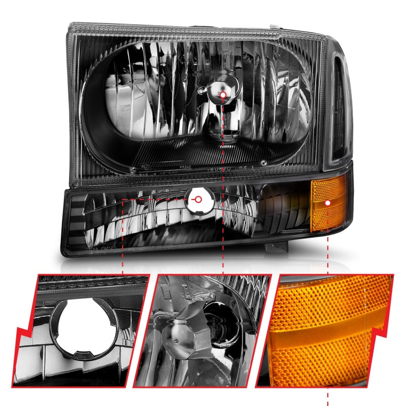 Load image into Gallery viewer, ANZO 2000-2004 Ford Excursion Crystal Headlights Black
