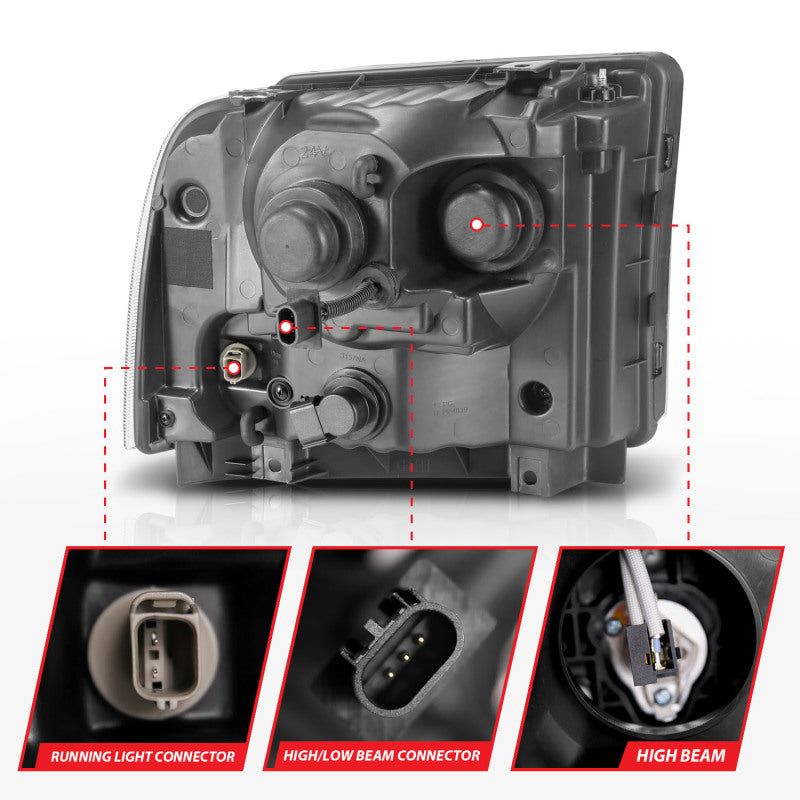 Load image into Gallery viewer, ANZO 99-04 Ford F250/F350/F450/Excursion (excl 99) Projector Headlights - w/ Light Bar Black Housing
