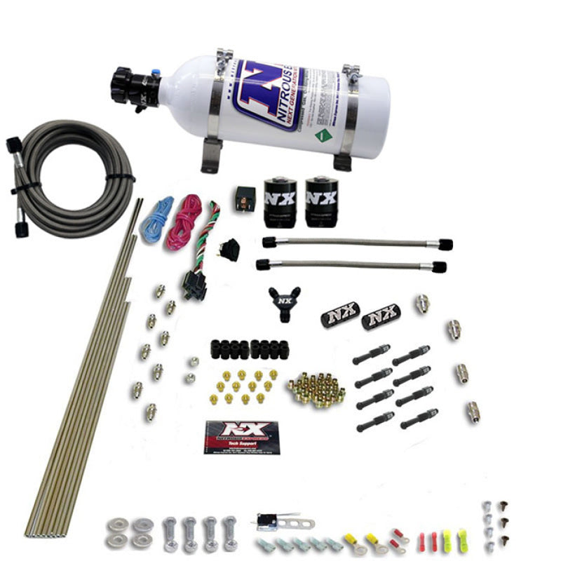 Load image into Gallery viewer, Nitrous Express 8 Cyl Dry Direct Port 2 Solenoids Nitrous Kit (200-600HP) w/5lb Bottle
