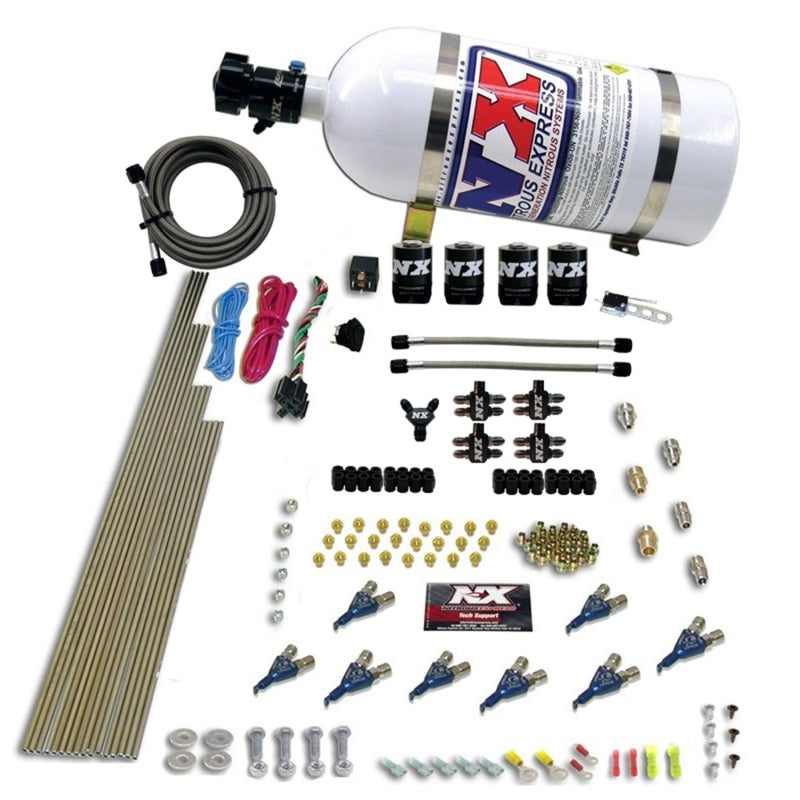 Load image into Gallery viewer, Nitrous Express 8 Cyl Piranha Direct Port 4 Solenoids Nitrous Kit (200-500HP EFI Jets) w/10lb Bottle
