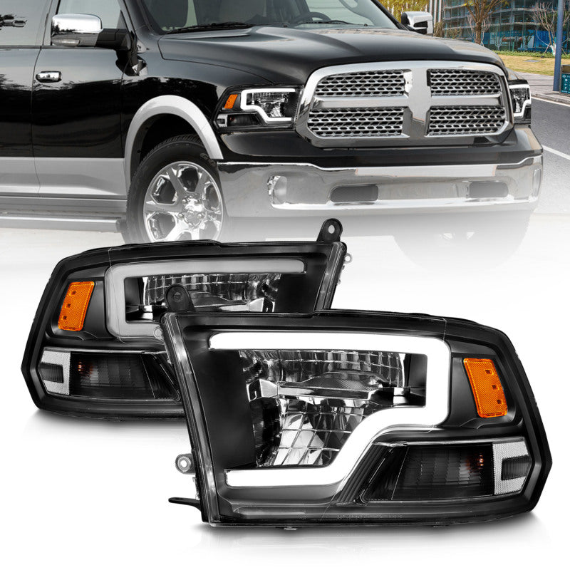 Load image into Gallery viewer, ANZO 2009-2020 Dodge Ram 1500 Full LED Square Projector Headlights w/ Chrome Housing Black Amber

