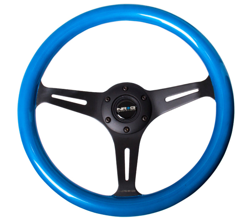 Load image into Gallery viewer, NRG Classic Wood Grain Steering Wheel (350mm) Blue Pearl/Flake Paint w/Black 3-Spoke Center
