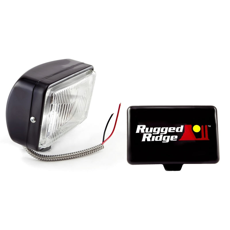 Load image into Gallery viewer, Rugged Ridge 5-In x 7-In Halogen Fog Light Black Steel Housing
