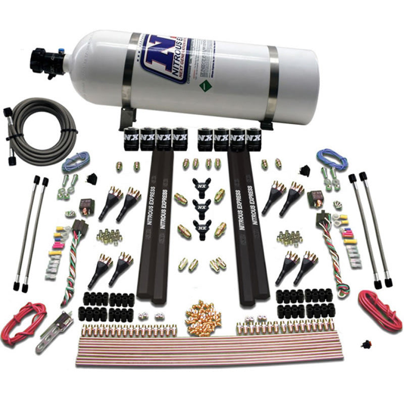 Load image into Gallery viewer, Nitrous Express SX2 Dual Stage 8 Solenoid /Gasoline Nitrous Kit (200-1200HP) w/15lb Bottle
