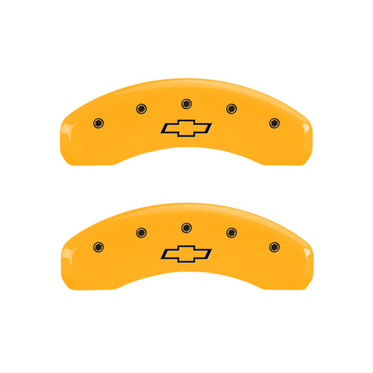 MGP 4 Caliper Covers Engraved Front & Rear Bowtie Yellow Finish Black Char 2005 Chevrolet Astro