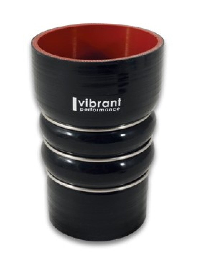 Load image into Gallery viewer, Vibrant Silicone Coupling 4 Ply Aramid CAC Transition Hose 3.25in x 3in Inlet/Outlet - Black
