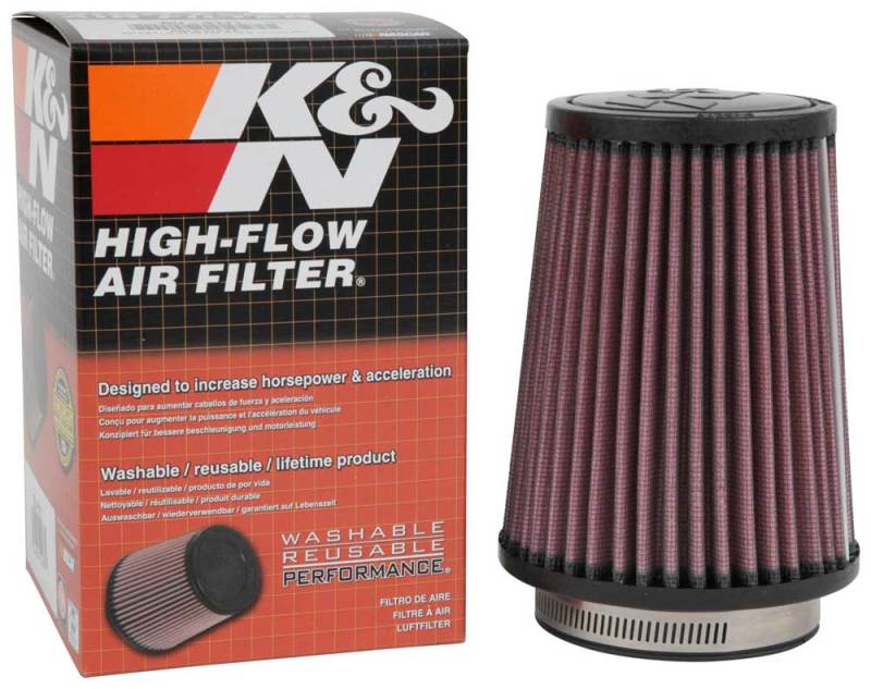 Load image into Gallery viewer, K&amp;N Filter Universal Rubber Filter 3  Flange 4 1/2 Base inch 3 1/2 inch Top 5 3/4 inch Height
