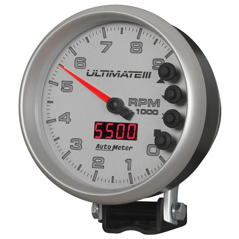 Load image into Gallery viewer, Autometer 5 inch Ultimate III Playback Tachometer 9000 RPM - Silver
