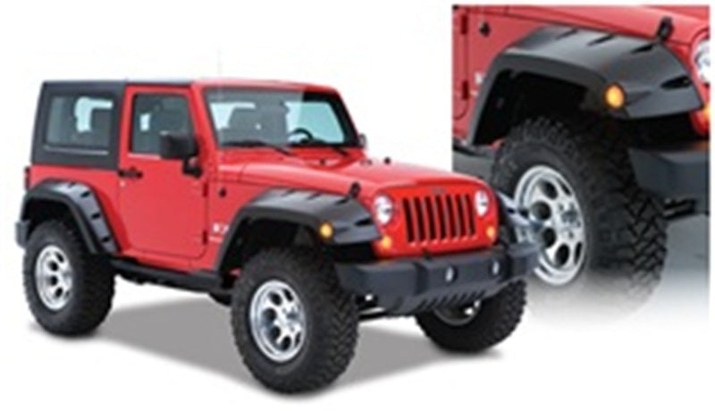 Load image into Gallery viewer, Bushwacker 07-18 Jeep Wrangler Max Pocket Style Flares 2pc Extended Coverage - Black
