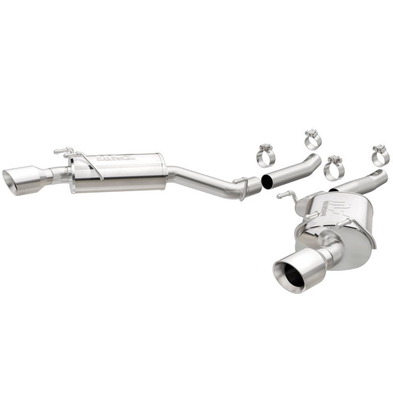 Load image into Gallery viewer, MagnaFlow Axle-Back Stainless Dual Split 4in Polished Tips 10-15 Chevrolet Camaro Convert. 3.6L V6
